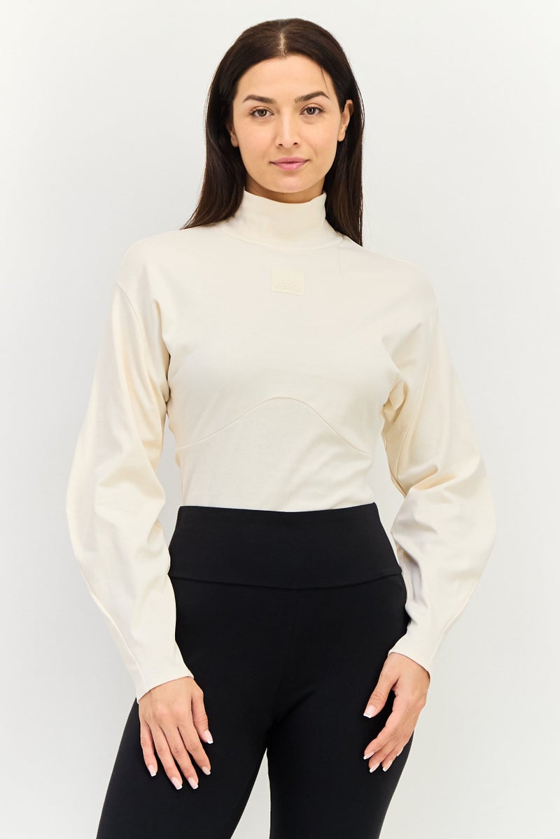 Adidas Women Sportswear Fit Long Sleeves Training Bodysuits, Cream - Image 1