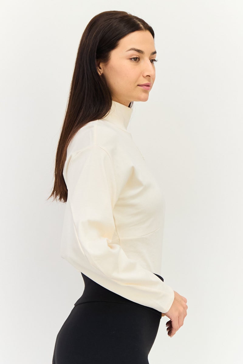 Adidas Women Sportswear Fit Long Sleeves Training Bodysuits, Cream - Image 3