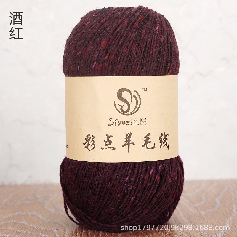 Italian Dotted Wool Yarn for Scarves Knitting 65# wine red 