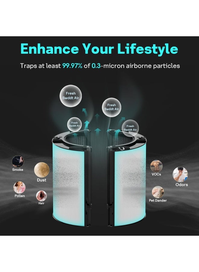 Leemone فلتر بديل HEPA+كربون 2 في 1 لييمون 360° متوافق مع دايسون TP06 HP06 PH02 PH01 PH03 PH04 HP09 TP09 HP07 TP07 TP10 HP10، فلتر HEPA حقيقي من الدرجة H13 - Image 3