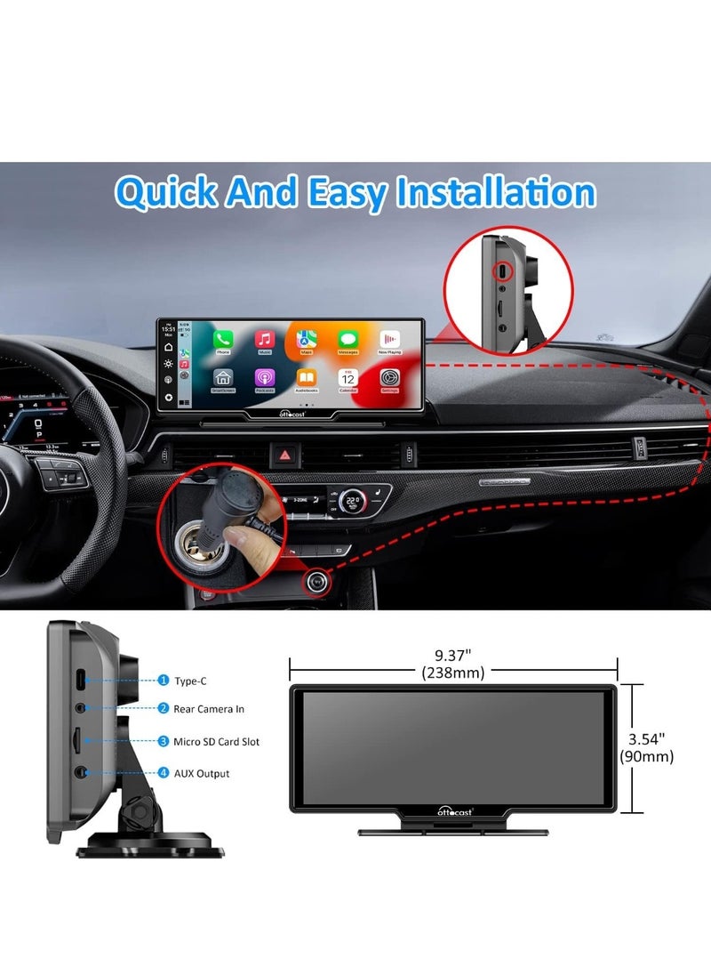 Ottocast - Portable Car Stereo OTTOCAST Wireless Apple CarPlay And Android Auto Dual Bluetooth Car Radio 10.26 Inch HD Touchable CarPlay Screen GPS Navigator With HD Dash Cam Front and Rear for All Cars - Image 1