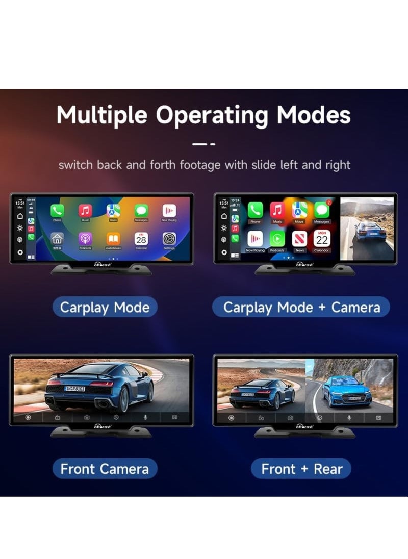 Ottocast - Portable Car Stereo OTTOCAST Wireless Apple CarPlay And Android Auto Dual Bluetooth Car Radio 10.26 Inch HD Touchable CarPlay Screen GPS Navigator With HD Dash Cam Front and Rear for All Cars - Image 1