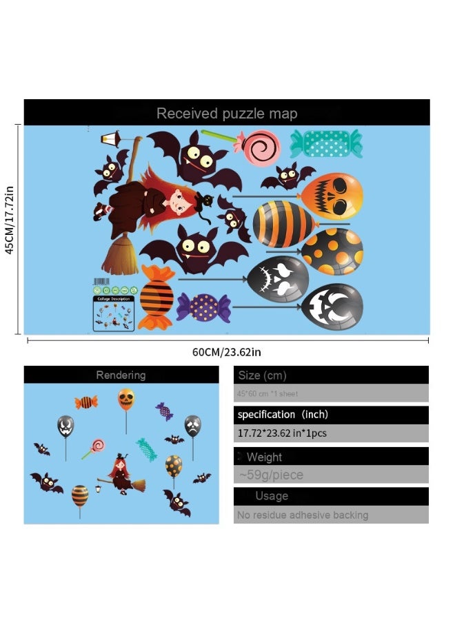 NIBEMINENT Creative Halloween Wall Decorations - Pumpkin and Bat Stickers