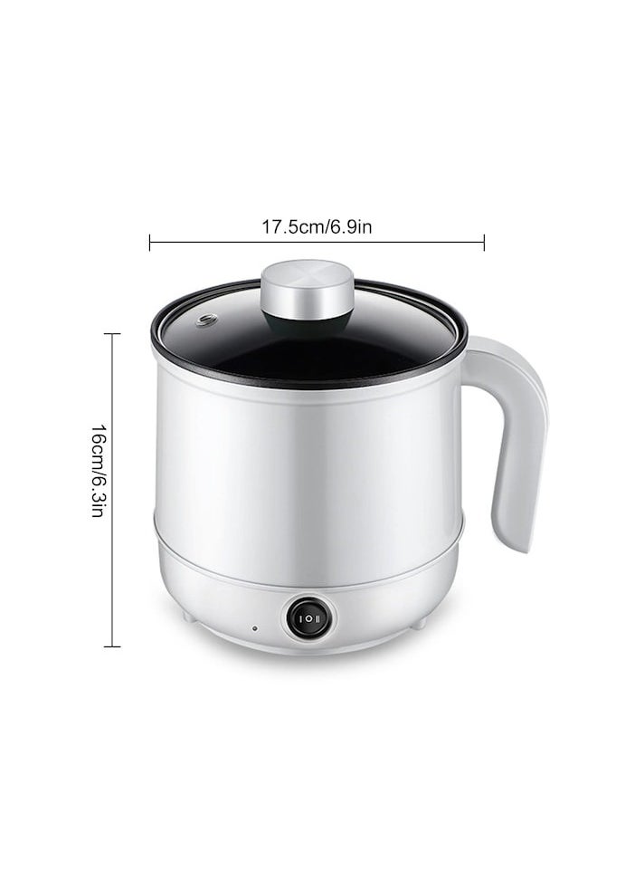 XiuWoo Electric Hot Pot, Non-Stick Electric Skillet, Multi-Functional Mini Stock Pot, 1.7L Rapid Ramen Noodles Cooker, Dual Power Cooker for Soup, Pasta, Oatmeal, Porridge, Dumplings, Eggs, White  - Image 2