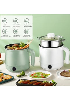 XiuWoo Electric Hot Pot, Non-Stick Electric Skillet, Multi-Functional Mini Stock Pot, 1.7L Rapid Ramen Noodles Cooker, Dual Power Cooker for Soup, Pasta, Oatmeal, Porridge, Dumplings, Eggs, White  - Image 3