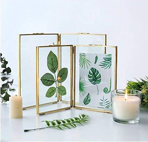 Rising Star Supply Rising Star Brass Frame, Double 5x7 Folding Picture Frames, Gold Metal Pressed Glass Photo Frame - Image 5
