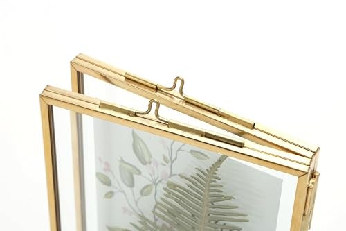 Rising Star Supply Rising Star Brass Frame, Double 5x7 Folding Picture Frames, Gold Metal Pressed Glass Photo Frame - Image 3