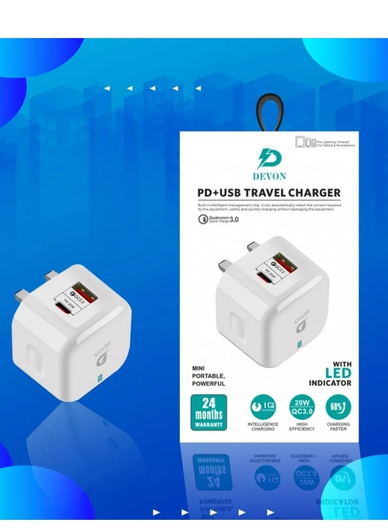 Devon 20W Fast PD + QC 3.0 Dual Charger Head - Image 4