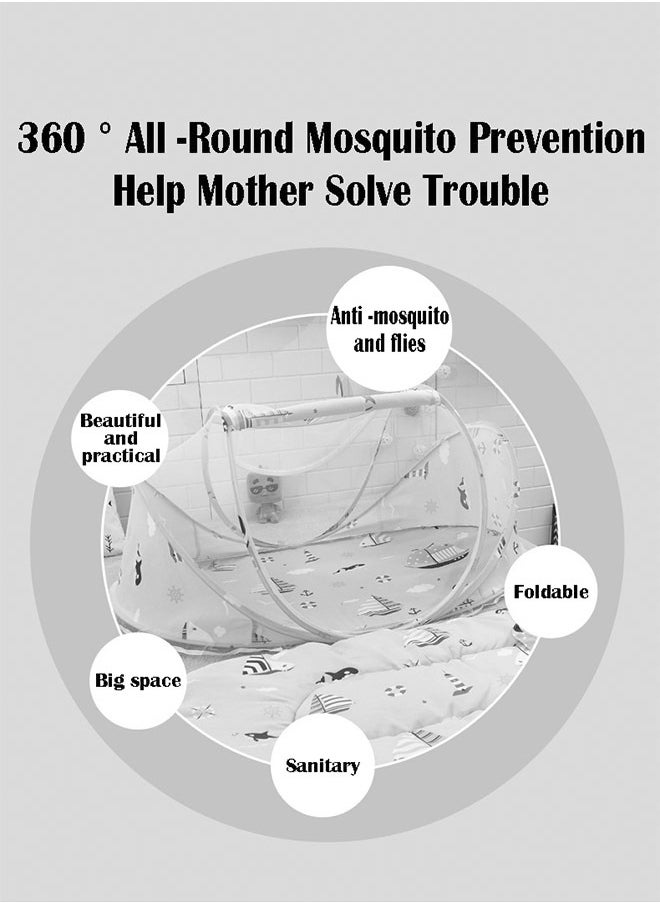 ZCM-HAPPY Foldable Baby Mosquito Net Free Installation Comfortable Cool Mosquito Cover with Pillow Cushion (0-3 Years), Breathable and Portable  - Image 2