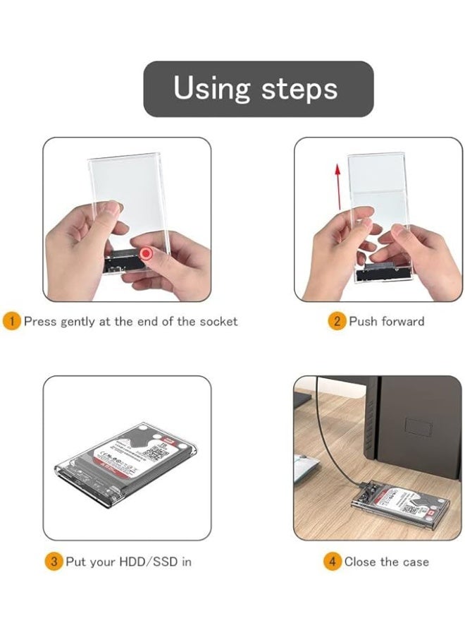 Reletech Generic 2.5" SATA to USB 3.1Tool-Free Clear External Hard Drive Enclosure for 2.5 Inch SSD & HDD 9.5mm 7mm External Hard Drive Case Supports UASP SATA  - Image 5