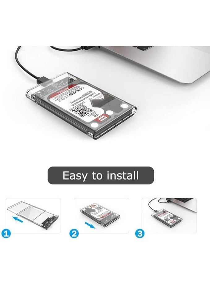 Reletech Generic 2.5" SATA to USB 3.1Tool-Free Clear External Hard Drive Enclosure for 2.5 Inch SSD & HDD 9.5mm 7mm External Hard Drive Case Supports UASP SATA  - Image 4
