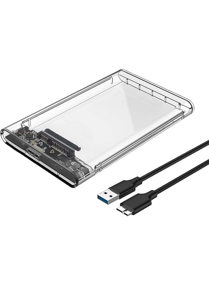 Reletech Generic 2.5" SATA to USB 3.1Tool-Free Clear External Hard Drive Enclosure for 2.5 Inch SSD & HDD 9.5mm 7mm External Hard Drive Case Supports UASP SATA  - Image 1