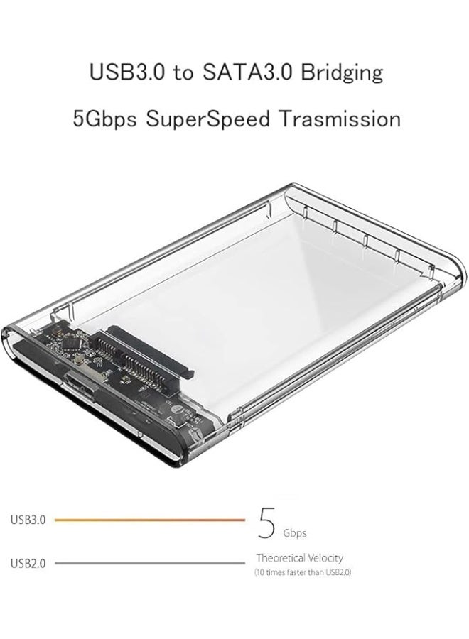 Reletech Generic 2.5" SATA to USB 3.1Tool-Free Clear External Hard Drive Enclosure for 2.5 Inch SSD & HDD 9.5mm 7mm External Hard Drive Case Supports UASP SATA  - Image 2