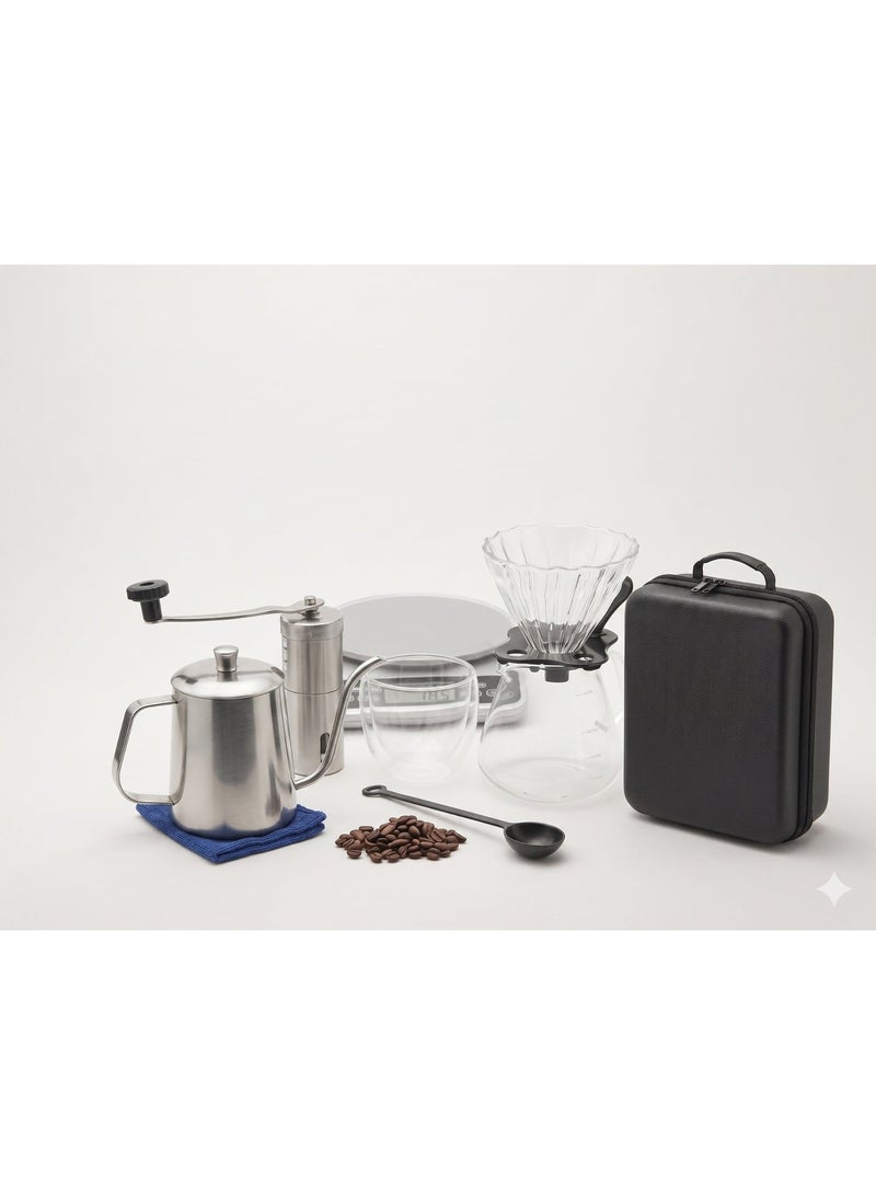 ميوي طقم أدوات القهوة المقطرة V60 المتكامل من MEWE - حقيبة سفر فاخرة 12 قطعة - إصدار WM-99. - Image 2