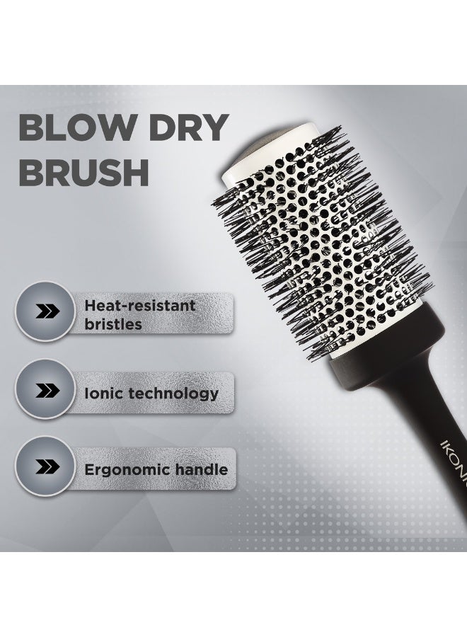 Ikonic Professional Blow Dry Hair Brush with Ionic Techonology for Frizz-Free Styling, Curling, Volumizing & Waves for Women & Men, All Hair Types, Salon & Personal Use - BDB 52 BLACK + WHITE - Image 2