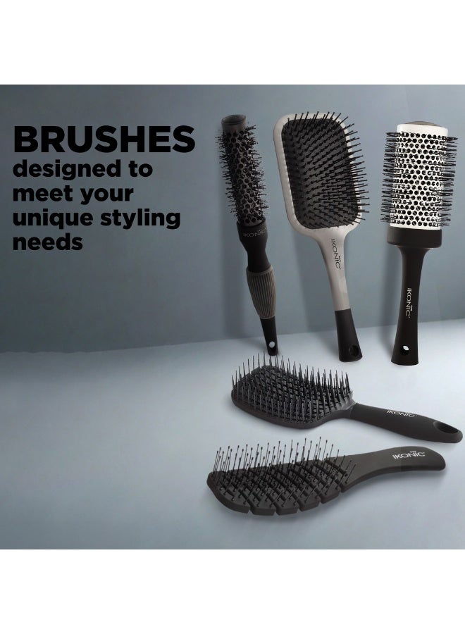 Ikonic Professional Blow Dry Hair Brush with Ionic Techonology for Frizz-Free Styling, Curling, Volumizing & Waves for Women & Men, All Hair Types, Salon & Personal Use - BDB 52 BLACK + WHITE - Image 5
