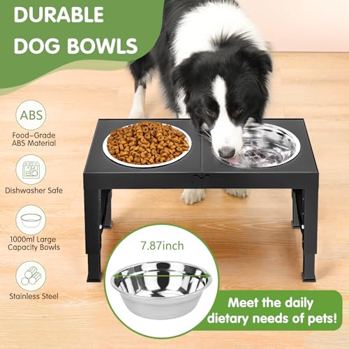 XIAZ Elevated Dog Bowls Large Breed Raised Dogs Bowl Stand Large/Medium Sized Dog 1L Food Water Bowl Stands 5 Heights Adjustable 9/11/12/14in Black Pet Feeder Dish Station - Image 5