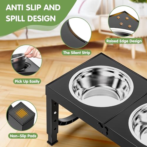 XIAZ Elevated Dog Bowls Large Breed Raised Dogs Bowl Stand Large/Medium Sized Dog 1L Food Water Bowl Stands 5 Heights Adjustable 9/11/12/14in Black Pet Feeder Dish Station - Image 4