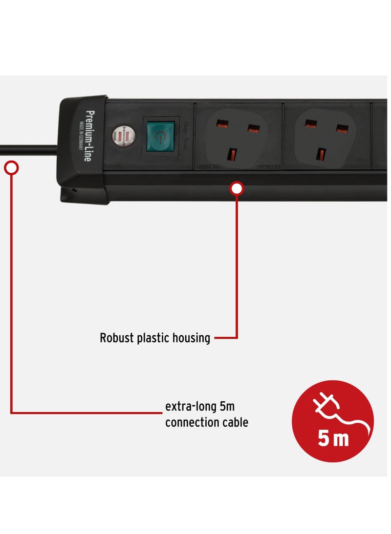 Brennenstuhl مأخذ تمديد بريجنشتول بريميوم لاين 3-way مع كابل اتصال طويل 5م، قابس BS و 3x مأخذ BS مع مفتاح تشغيل/إيقاف، أسود - Image 4