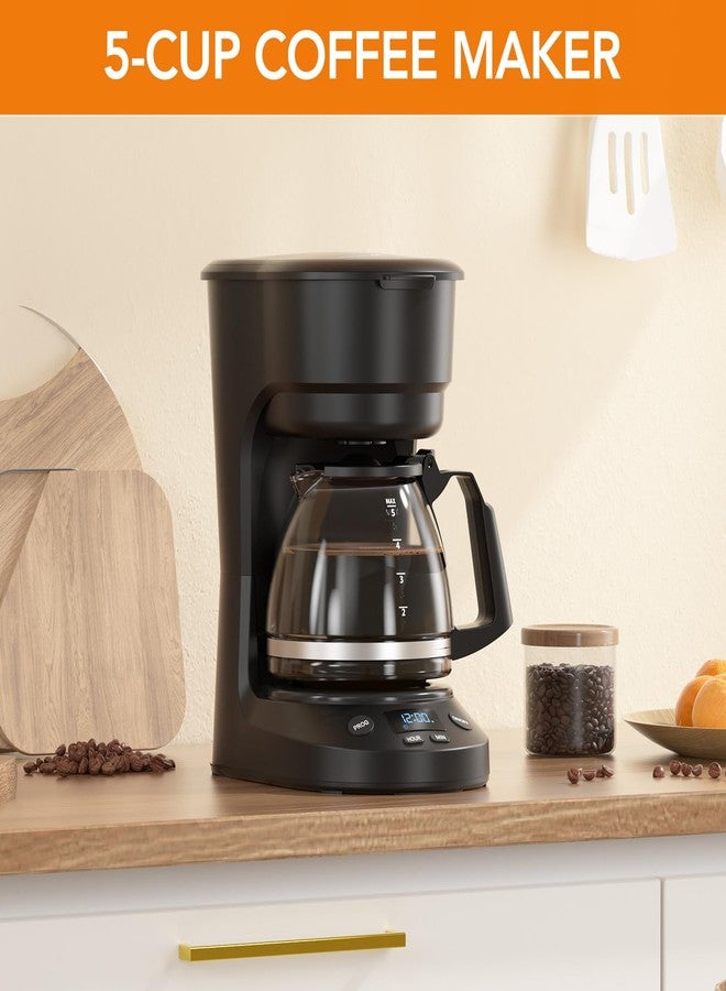 COWSAR Coffee Maker, Coffee Pots 5 Cup, programmable, Mini Drip Coffee Makers with Non-Drip Glass Carafe with Removable Filter Basket, Auto Shut-Off Portable Compact Design, Perfect for Home, Office - Image 4