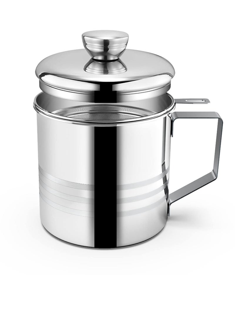 1.2L Oil Strainer Container, Stainless Steel Kitchen Cooking Oil Storage Pot Grease Keeper with Detachable Fine Mesh Filter  - Image 2