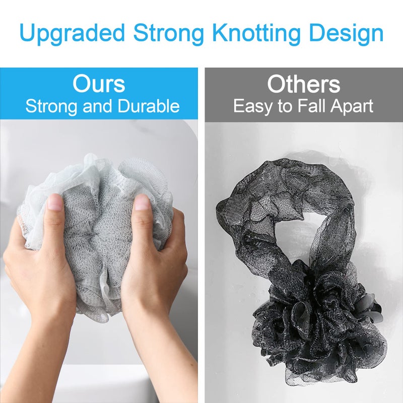 AmazerBath Loofah Sponge 75g/Piece, Exfoliating Bath Sponge Body Scrubber - Loofa Set of 4 Neutral Colors (Large) - Image 4