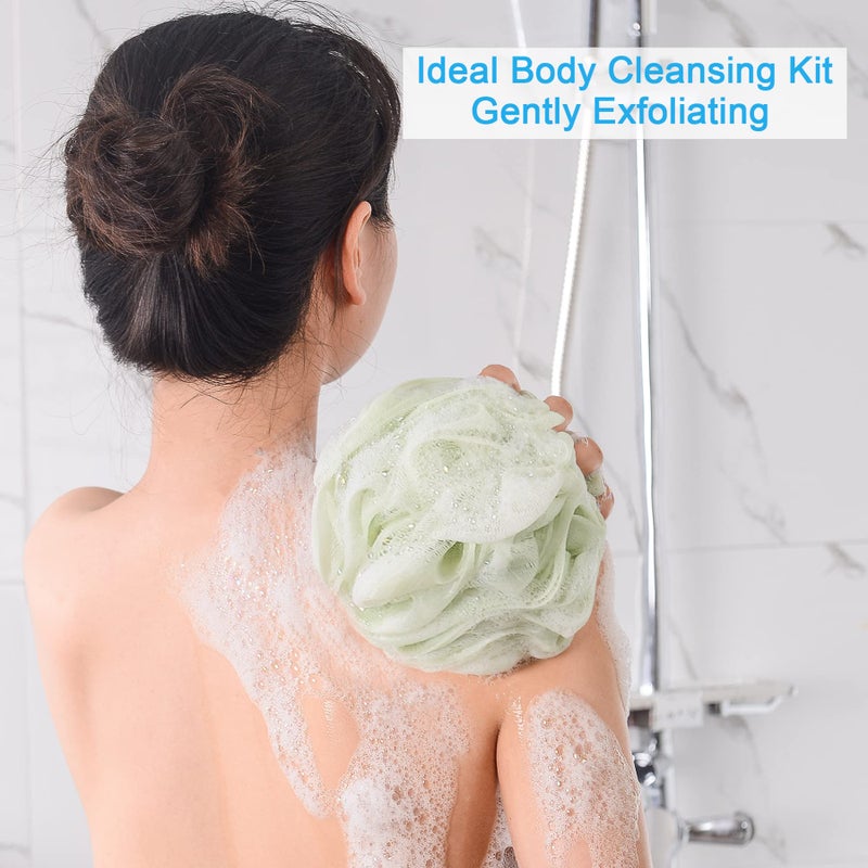 AmazerBath Loofah Sponge 75g/Piece, Exfoliating Bath Sponge Body Scrubber - Loofa Set of 4 Neutral Colors (Large) - Image 3
