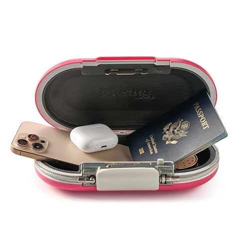 Master Lock Pink Portable Small Lock Box, Set Your Own Lock Combination Portable Safe, Personal Travel Safe for Phone, Passport, Money, ‎5900DPNK - Image 1