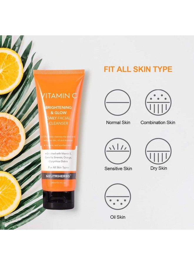 NEUTRIHERBS Vitamin C Face Washdaily Facial Cleanser With Aloe & Hyaluronic Acid; Cleanrefreshbrighten And Balance Complexion; For All Skin Type 120Ml E/ 4 Fl. Oz - Image 5