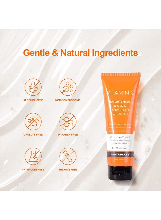 NEUTRIHERBS Vitamin C Face Washdaily Facial Cleanser With Aloe & Hyaluronic Acid; Cleanrefreshbrighten And Balance Complexion; For All Skin Type 120Ml E/ 4 Fl. Oz - Image 4