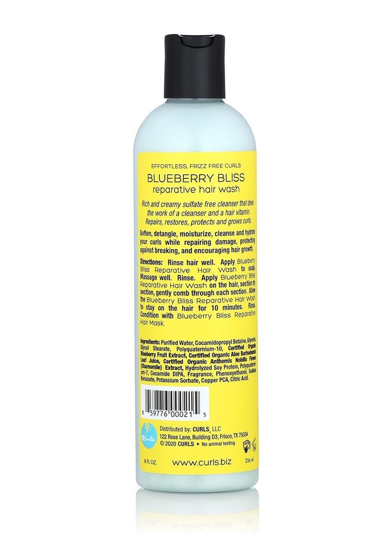 Curls Curls Blueberry Bliss Reparative Hair Wash - 8 oz, Encourage Balanced Scalp, Rich and Creamy Sulfate-Free Cleanser, For Wavy, Curly, and Coily Hair Types  - Image 2