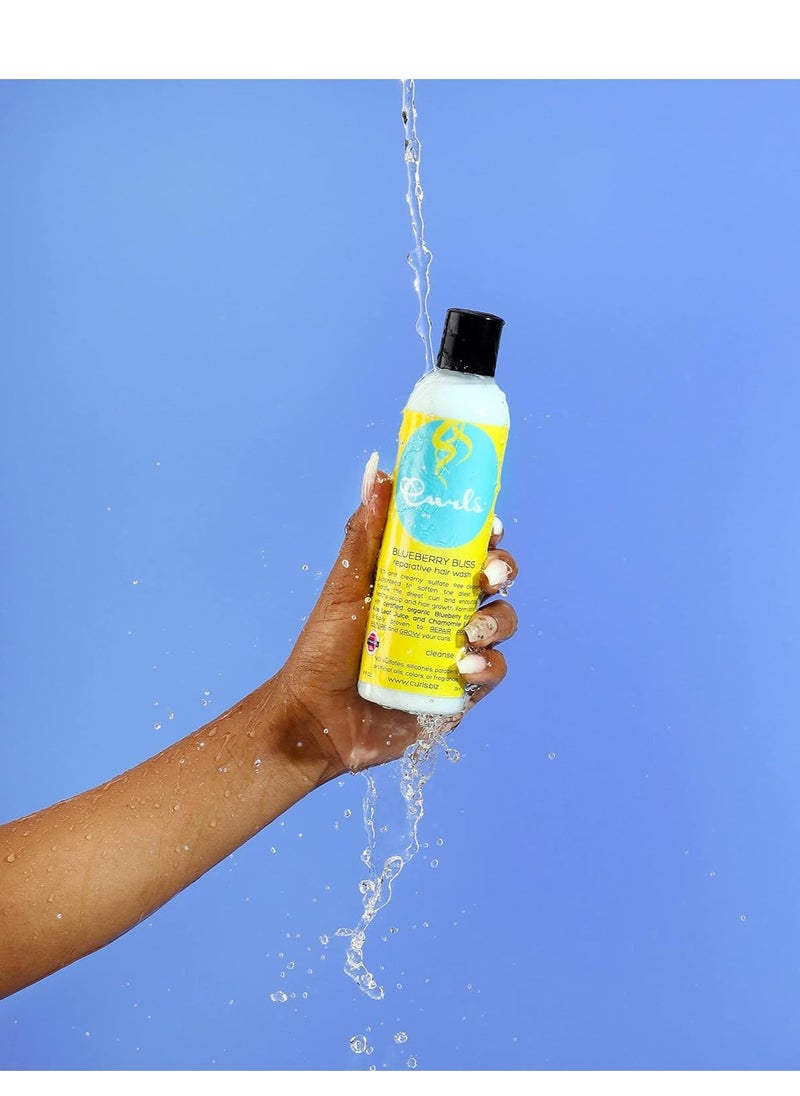 Curls Curls Blueberry Bliss Reparative Hair Wash - 8 oz, Encourage Balanced Scalp, Rich and Creamy Sulfate-Free Cleanser, For Wavy, Curly, and Coily Hair Types  - Image 3