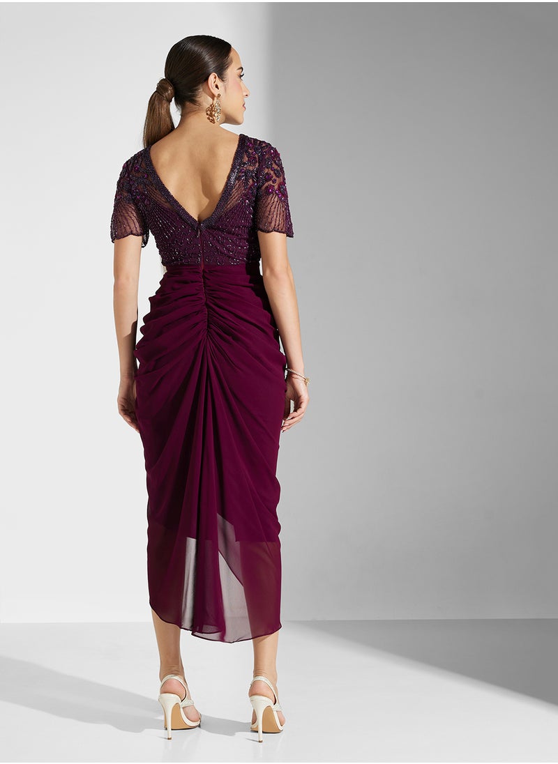 Virgos Lounge - Asymmetric Crew Neck Dress - Image 1