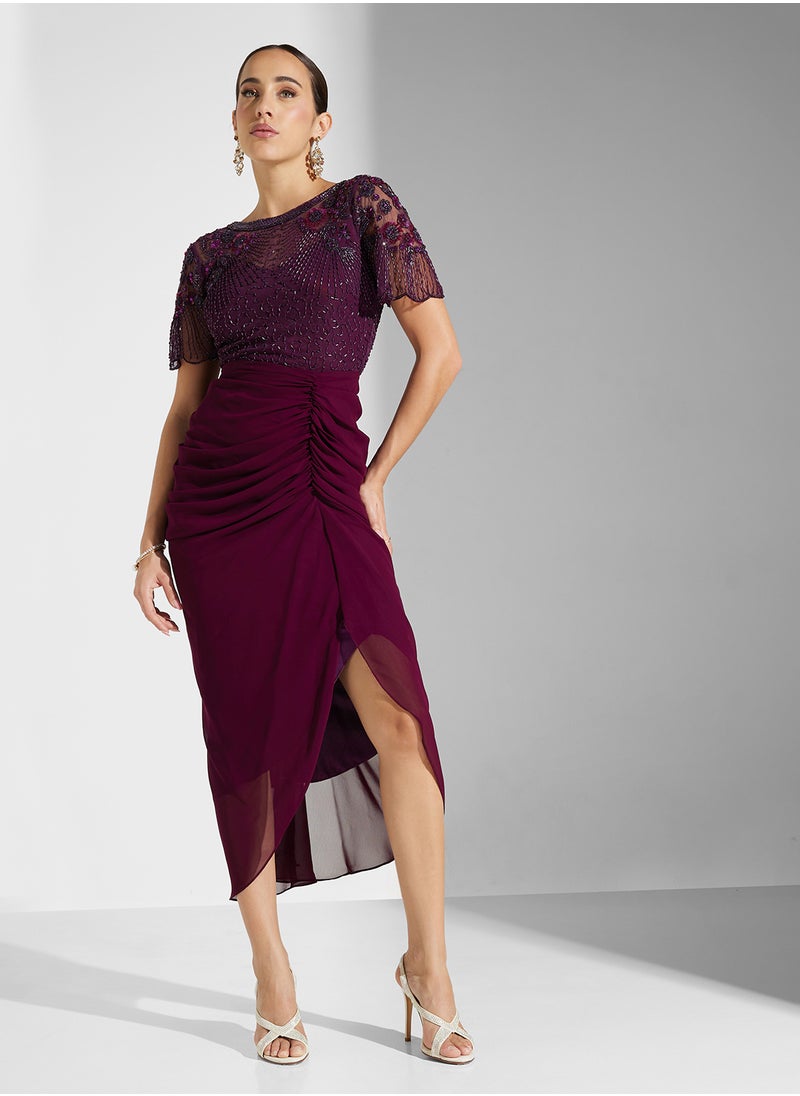 Virgos Lounge - Asymmetric Crew Neck Dress - Image 1