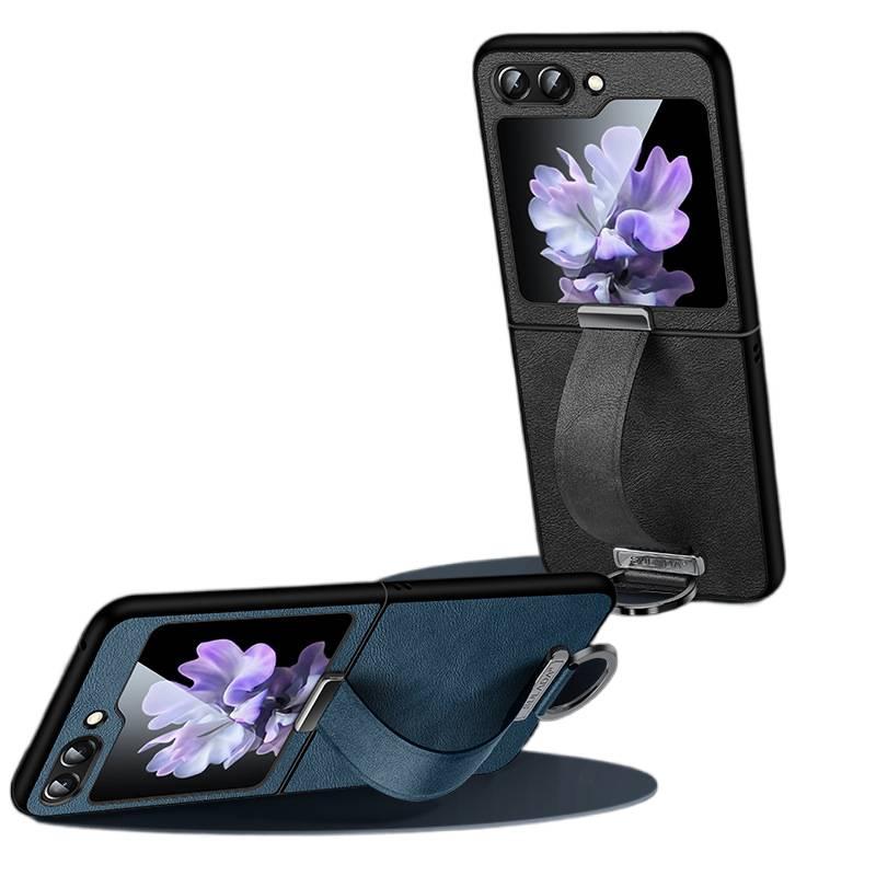 غطاء واقي | ملمس جلد | حماية من السقوط | حامل | أزرق | مقاوم للصدمات لـ OPPO Find N3 Flip - Image 2