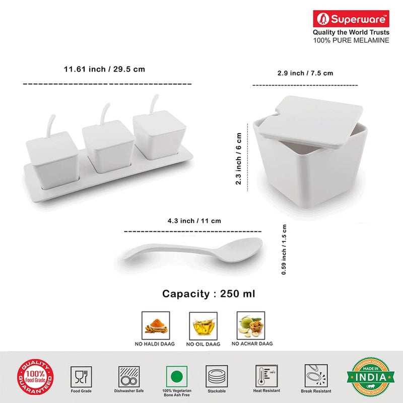Superware | Pure Melamine | Condiment Set - White (10 pcs.) | Stain Free, Glazed Finish - Image 4