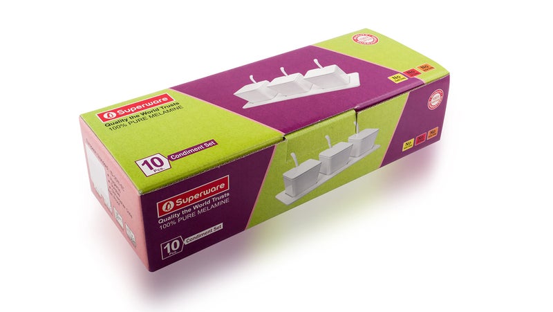Superware | Pure Melamine | Condiment Set - White (10 pcs.) | Stain Free, Glazed Finish - Image 5