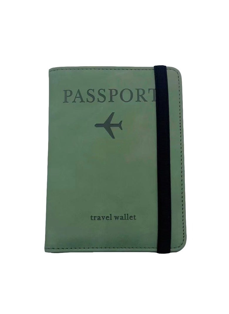 Beauenty New Green RFID Anti-theft Travel Passport Holder Multifunctional Large Capacity PU Document Bag Anti-demagnetization RFID Passport Holder Portable Card Holder Overseas Travel  - Image 1