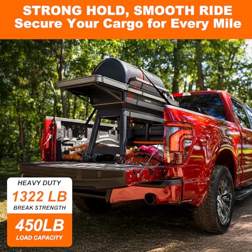 XCBYT Retractable Ratchet Straps for 2015-2024 Ford F-150, 2 Pack Heavy Duty Truck Bed Tie Down Straps, 1" x 10FT Self-Retracting Cargo Straps, 1322LB Break Strength, Easy Install F150 Accessories - Image 3