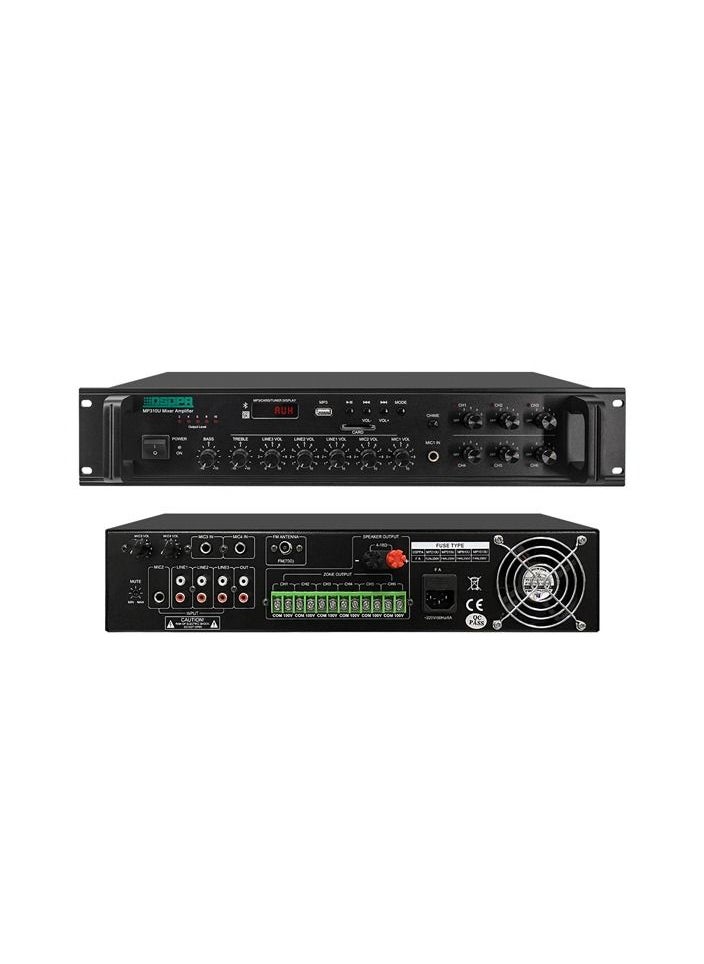 DSPPA - MP310U 6 Zones Paging Amplifier with USB/ SD/ FM/ Bluetooth - Image 1