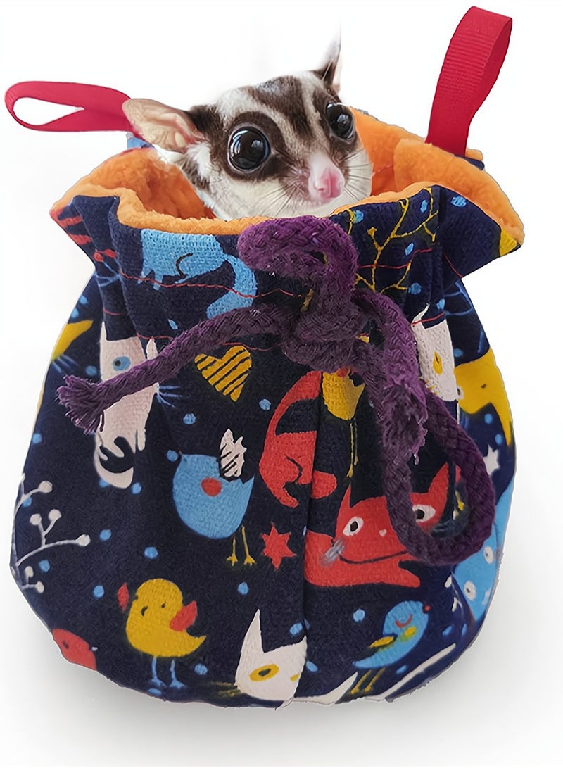 SYOSI Pet Hanging Sleeping Pouch for Sugar Glider Hanging Bed House with Drawstring Design Small Animals Hammock Cage Accessories Cage Warm Sleep Bag for Squirrel Hamster Birds Parrot - Image 1