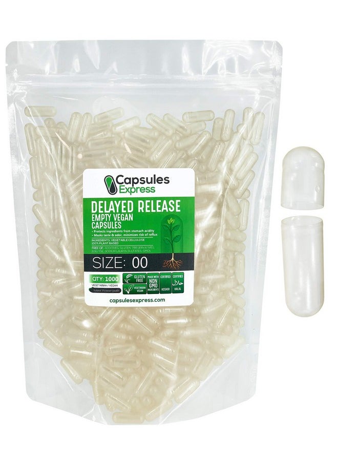 XPRS Nutra - Delayed Release Size 00 Empty Capsules 1000 Count Clear Empty Vegan Capsules Vegetarian Empty Pill Capsules Diy Vegetable Capsule Filling Veggie Capsules Gel Caps - Image 1