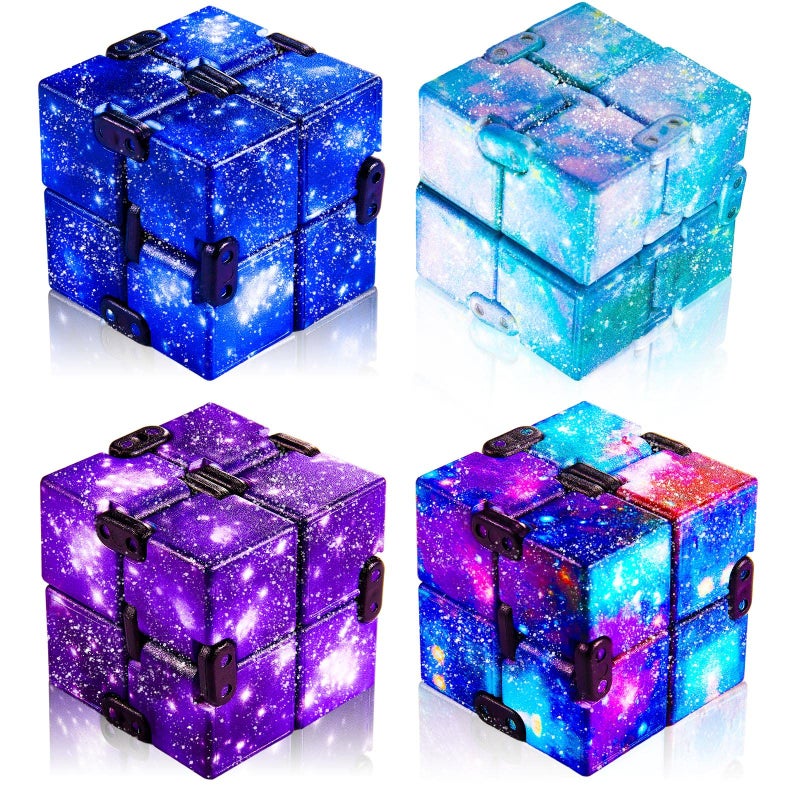 Skylety Cube Anxiety Relief Toy Hand Held Magic Sensory Stress Cube Toy for Adults Relieve Stress Christmas Party Favors(4 Pcs,Starry) - Image 1