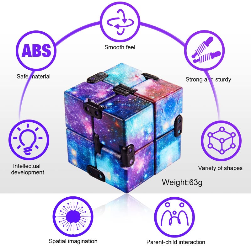 Skylety Cube Anxiety Relief Toy Hand Held Magic Sensory Stress Cube Toy for Adults Relieve Stress Christmas Party Favors(4 Pcs,Starry) - Image 4