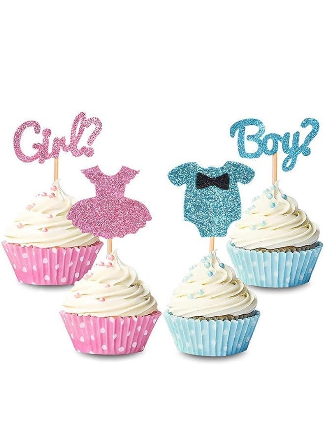 13Pcs Sparkling Baby Gender Reveal Cake Toppers Set Boy or Girl Glitter Pink Blue Cake Decorations Pack, Perfect for Baby Shower Party Home/Outdoor Events Party Supplies Baby Party Favors - Image 2