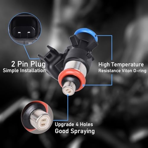 EKLN Set of 6 Fuel Injectors 0280158233 4 Holes Fit for 2011-2017 Chrysler 200 300 Dodge Avenger Challenger Charger Ram 1500/2500/3500 3.6L Replaces 5184085AC 5184085AD 4G2269 FJ1147 - Image 3