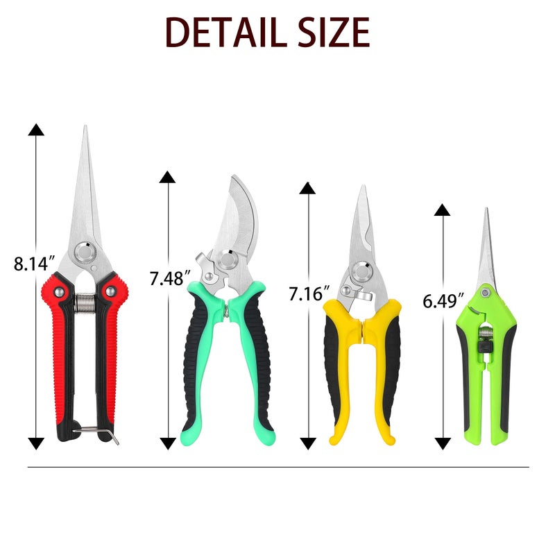 Topbooc 5â€‘Piece Garden Pruning Shears Set with Gloves & Storage Bag â€“ Stainless Steel Trimming Scissors for Flowers, Herbs & Small Branches â€“ Ergonomic Gardening Tools Kit (Multi-color) - Image 4