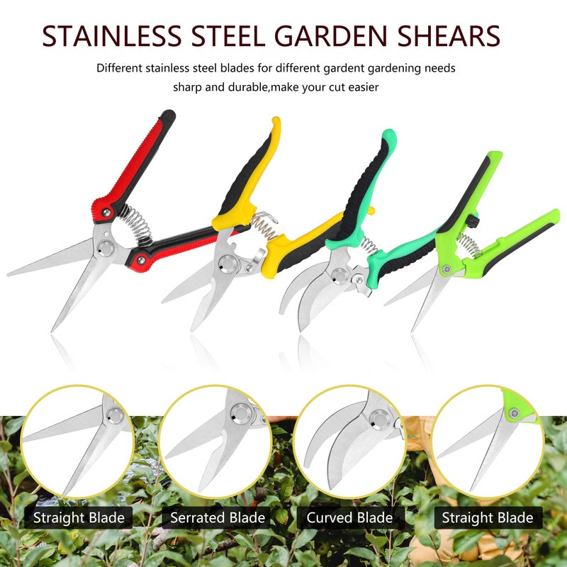 Topbooc 5â€‘Piece Garden Pruning Shears Set with Gloves & Storage Bag â€“ Stainless Steel Trimming Scissors for Flowers, Herbs & Small Branches â€“ Ergonomic Gardening Tools Kit (Multi-color) - Image 2