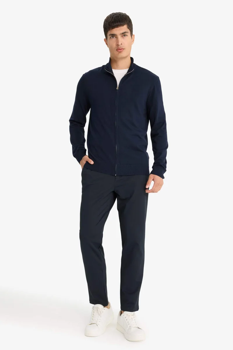ديفاكتو Standard Fit Turtleneck Zip-Up Knitwear Cardigan