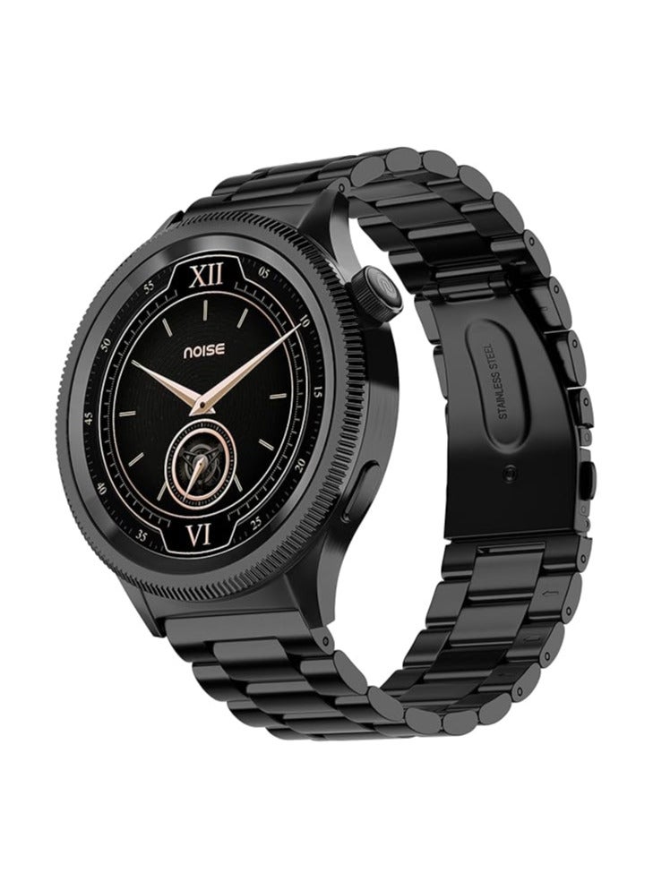 Noise Newly Launched Halo 2 Smartwatch 1.43" AMOLED, 1st Rotating Dial (Axe-cut Bezel Design), Stainless Steel Build, Menu Transition Animations Effects, BT Calling, Health Suite (Elite Black) - Image 1